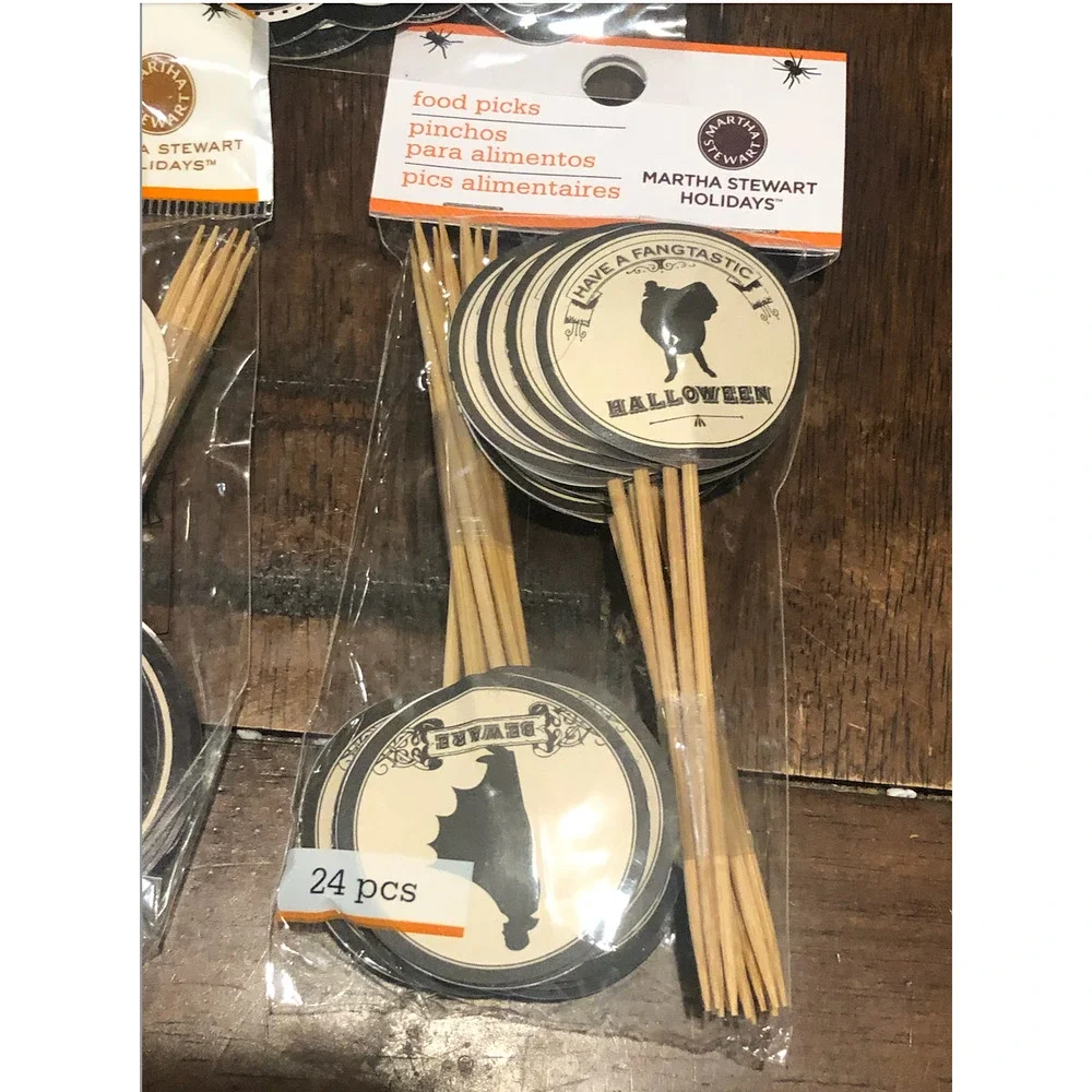 NWT MARTHA‎ STEWART Holidays Halloween Party Food Picks Cupcake Picks Toppers